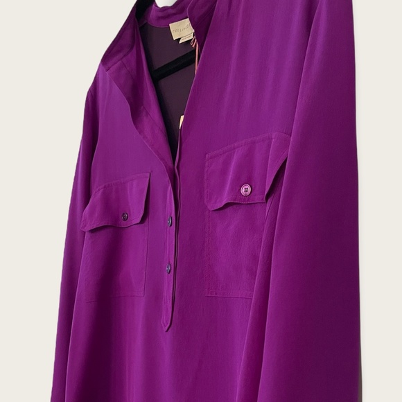 Stella McCartney Blouse Color Block Purple Silk  Size 42  new with Tags - Picture 12 of 14